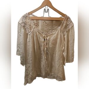 Isabella Rodriguez Cream Lace Blouse